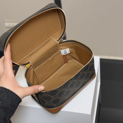 Celine Vanity Case Triomphe Brown 7.1 Inches