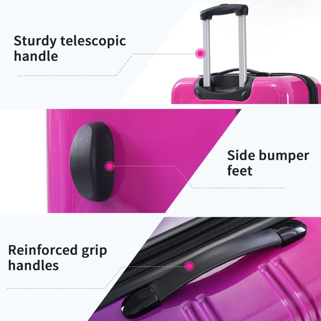 Luggage Sets 3 Piece, Hardside Expandable Ultra Durable PC Lightweight Carry On, Travel Suitcase Set with TSA Lock Spinner Wheels, Multicolor Purple