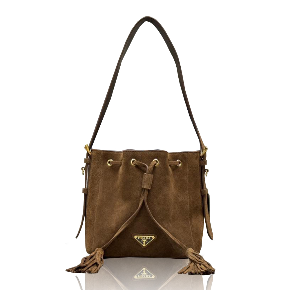 Prada Suede Bucket Bag 10A quality 1BE079