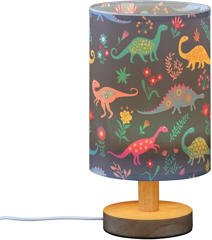 Table Lamp Dinosaur Floral Pattern Nightstand Lamp