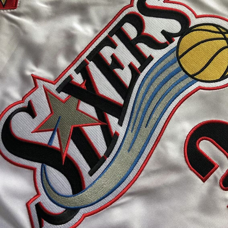 Mercerized White #3 Allen Iverson 2001 All-Star AU Full Embroidery