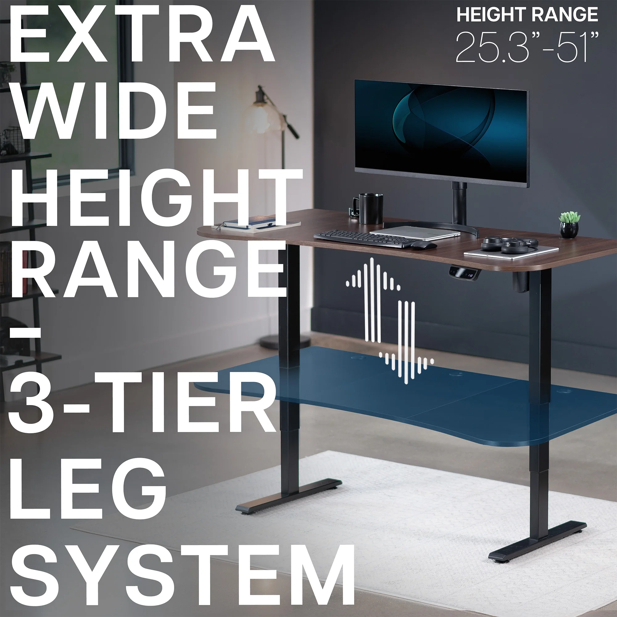 VIVO Reclaimed Wood / Black 63�?x 32�?Electric Height Adjustable Stand Up Desk
