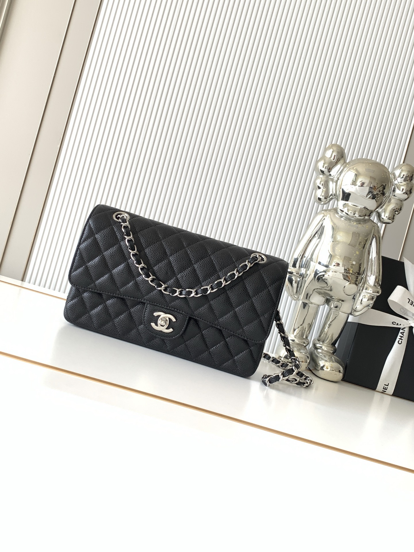 Chanel Black Calfskin Medium Classic Double Flap Shoulder Bag -Top Quality