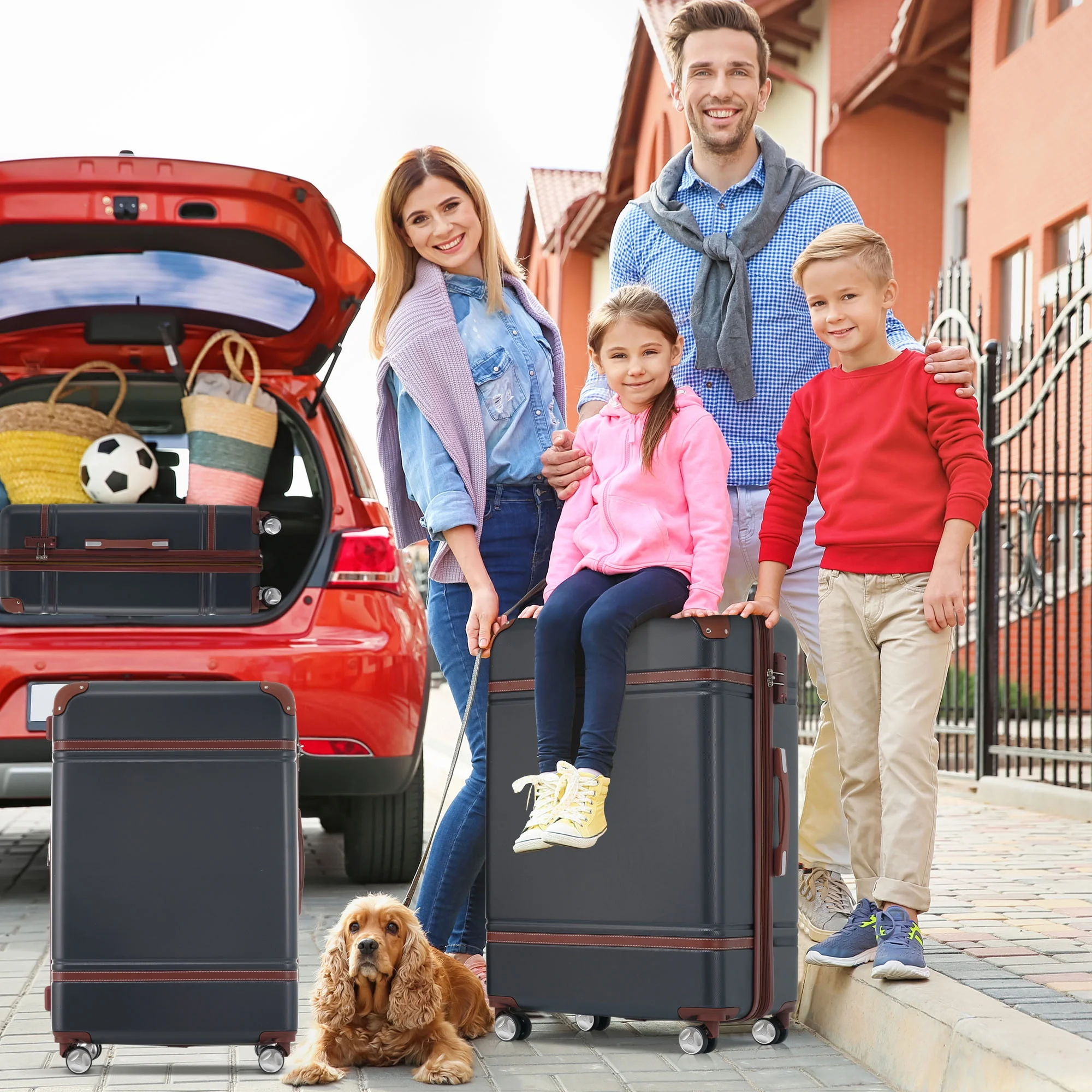 EUROCO 4-Piece Luggage Sets,Hardside Expandable Carry On Suitcase with TSA Lock,Cosmetic Case and Double Spinner Wheels,Lightweight Travel Luggage(20