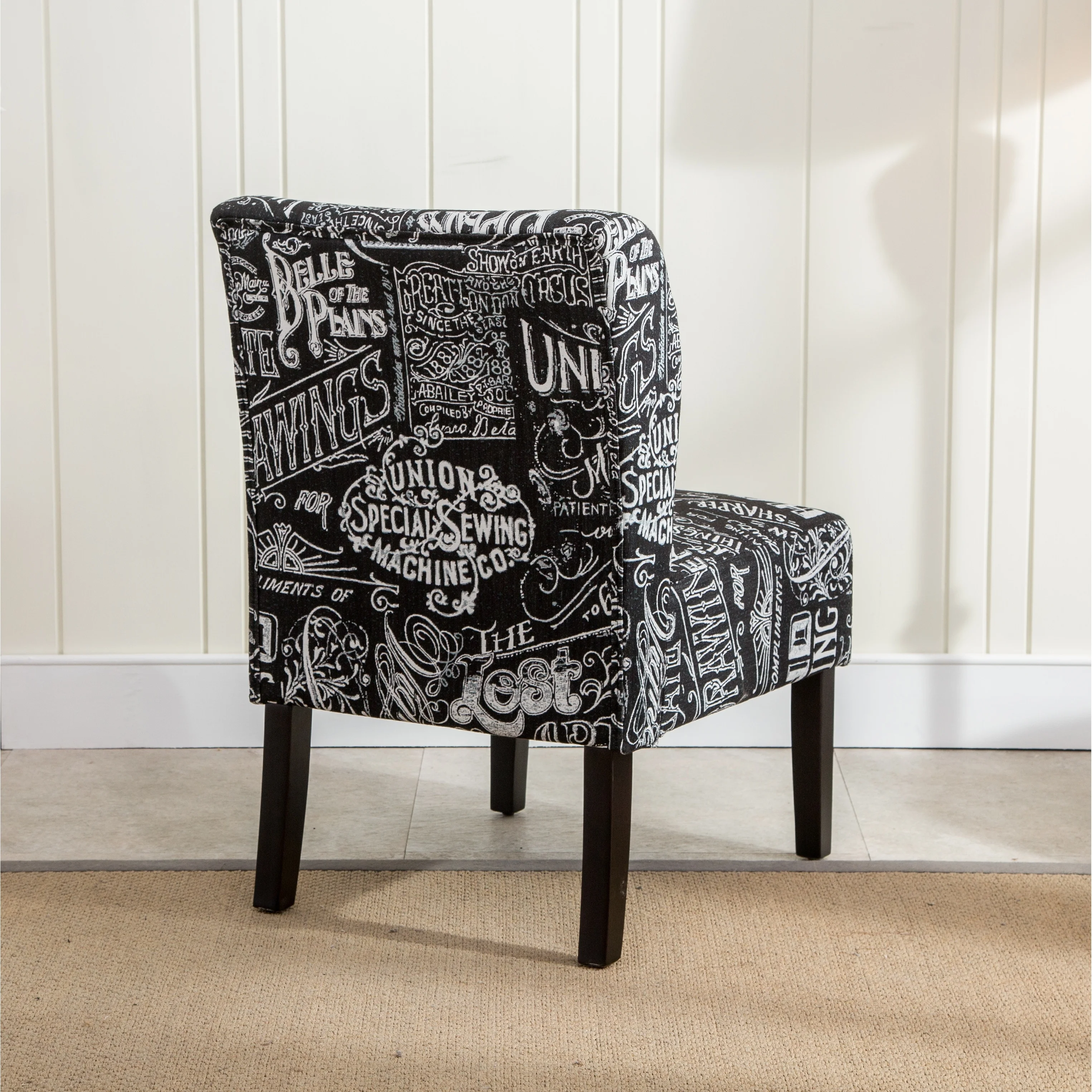 The Curated Nomad  Pavilion Upholstered Armless Accent Slipper Chair Natural Floral