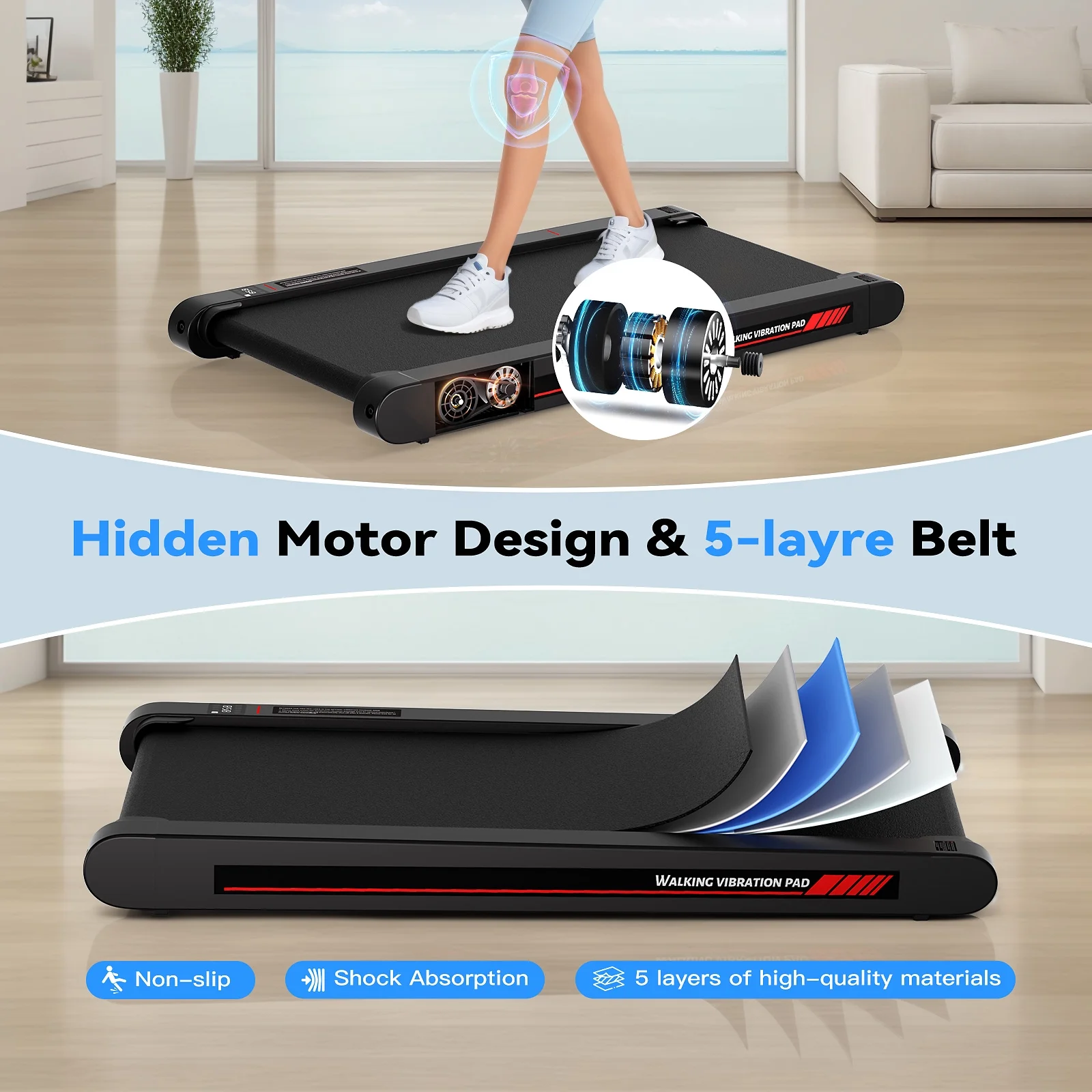 Sperax Walking Pad Treadmill with APP,3 in 1 Portable Under Desk Treadmill Fitness,Walking Vibration Workout Pad with Remote Control