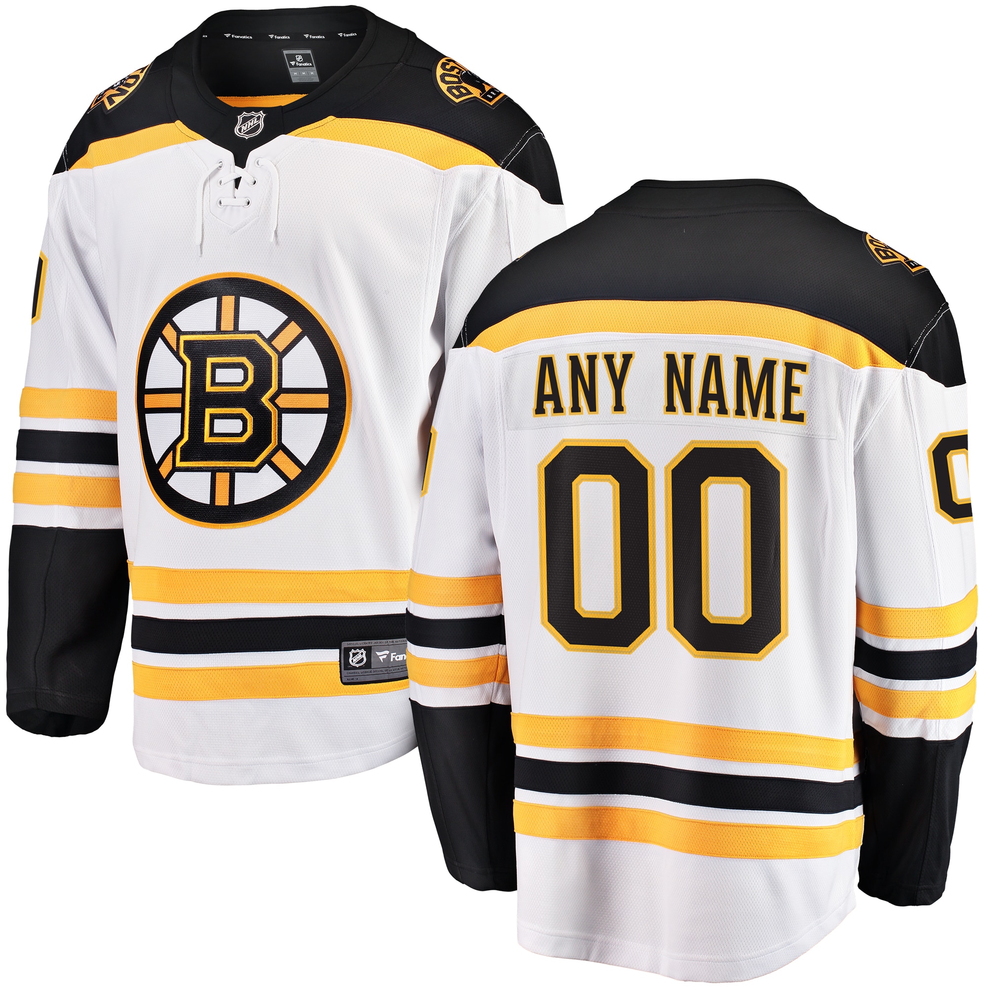 Boston Bruins Fanatics Away Breakaway Custom Jersey – White
