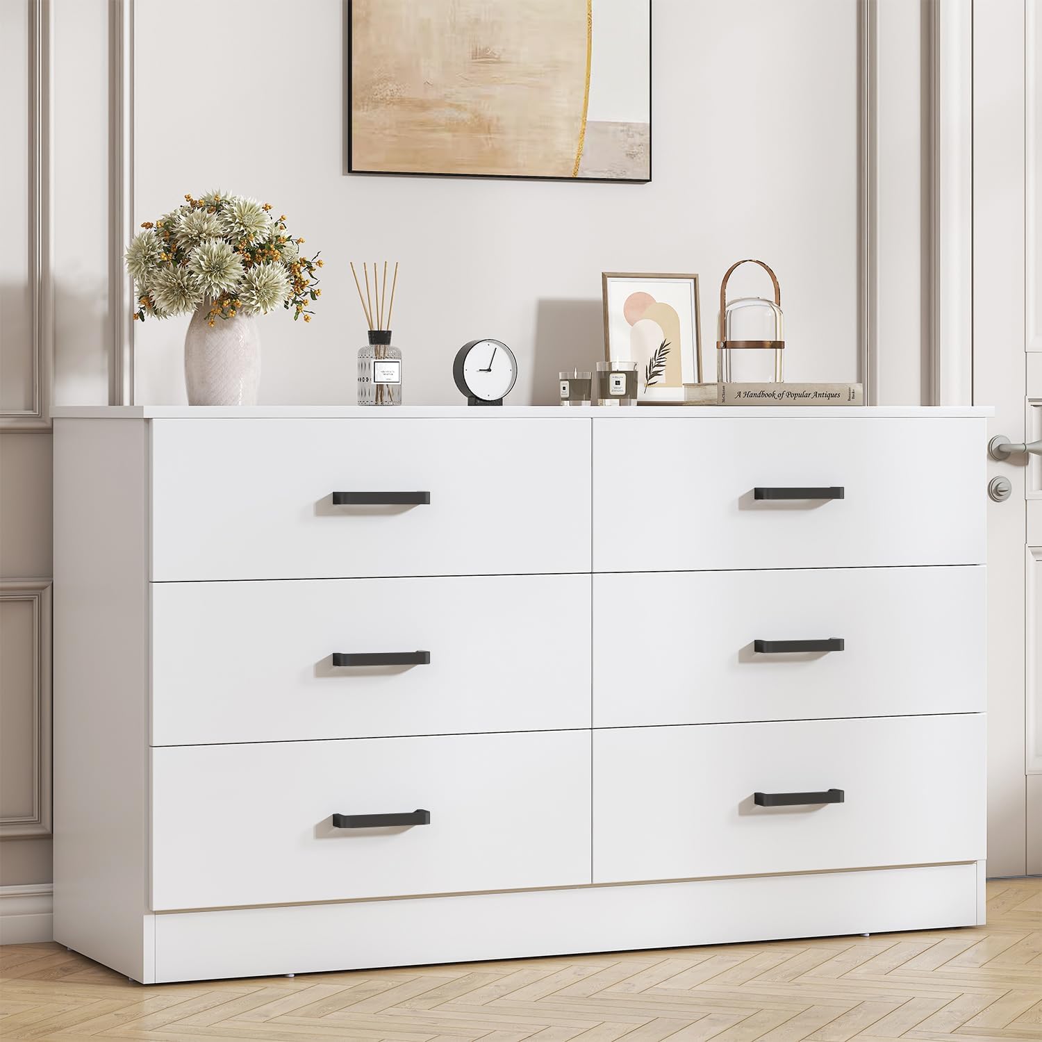 Bigbiglife Wood Dresser for Bedroom. 6 Drawer Double Dresser. Modern Chest of Drawers with Deep Drawers. Large Storage Organizer for Living Room. Closet