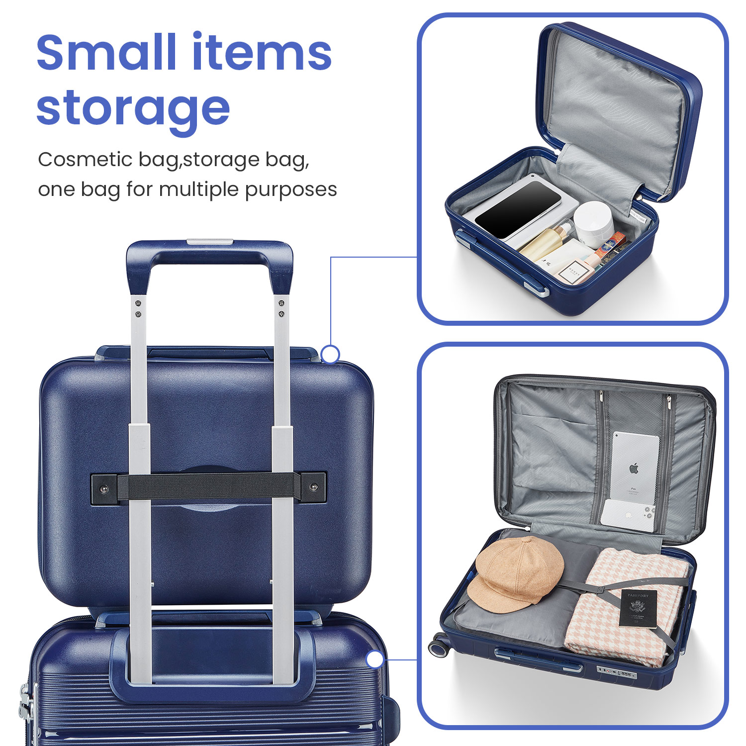 4 Piece Luggage Set, Expandable Lightweight Suitcase Set, PP Materials Travel Luggage with TSA Lock Spinner Wheels, White (14/20/24/28)