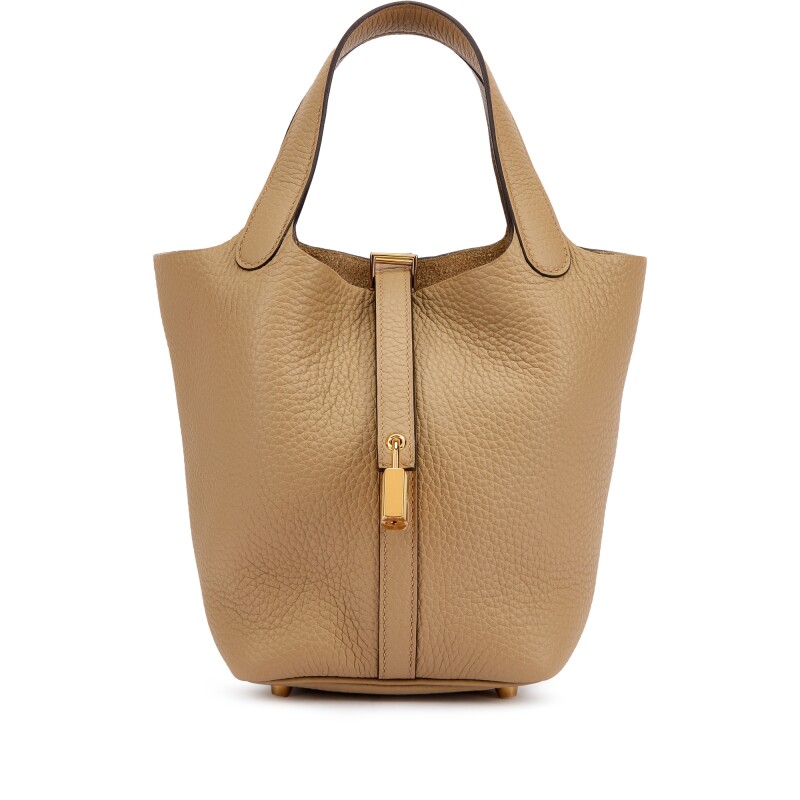 Beige Marfa Clemence Picotin Lock 18 Gold Hardware