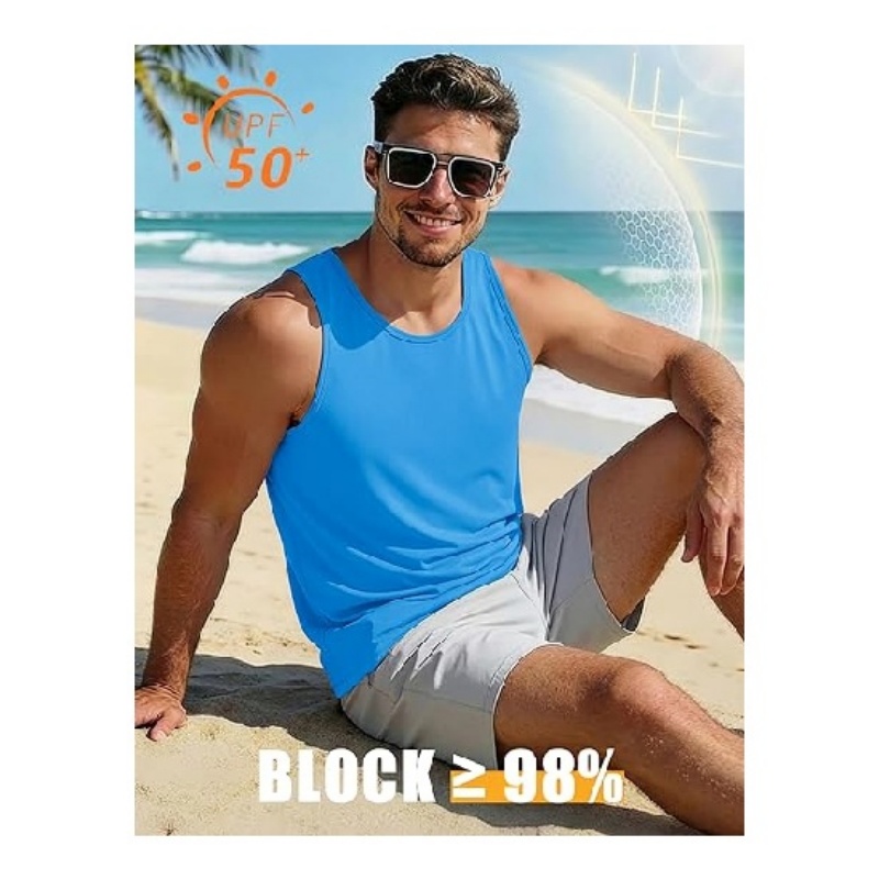 Men's UPF 50+ Quick Dry Muscle Tank Top Sleeveless Shirts