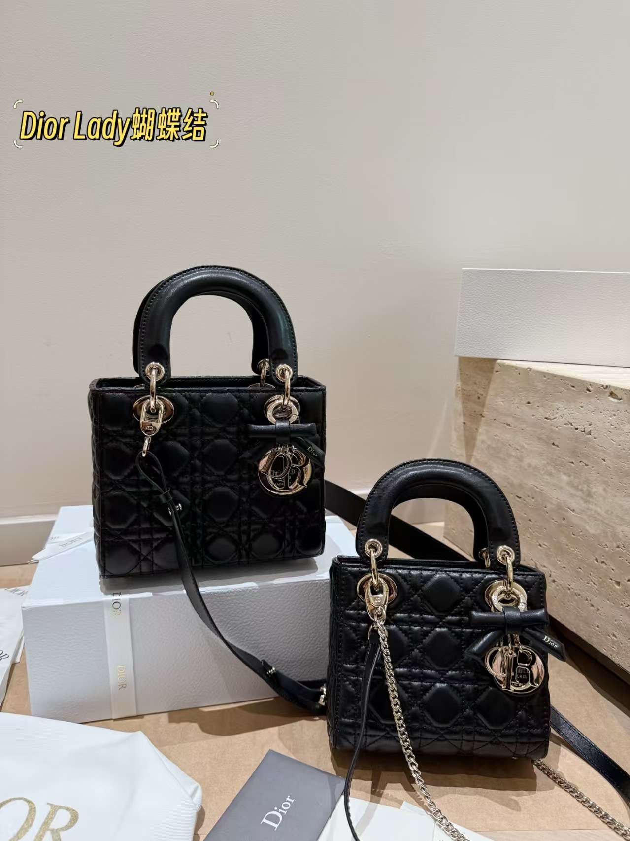 Dior Small & Micro Lady Dior My ABC Dior Bag with bow