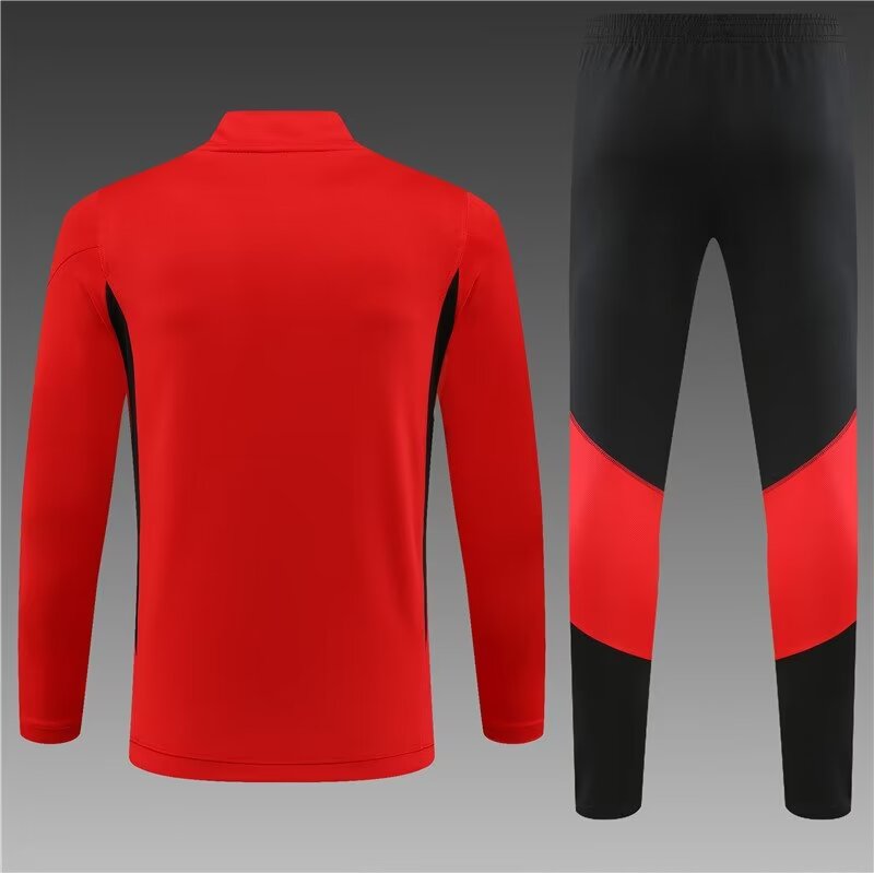 2023/2024 Manchester United Half Pull Training Wear Red Football Shirt 1:1 Thailand Quality Suit