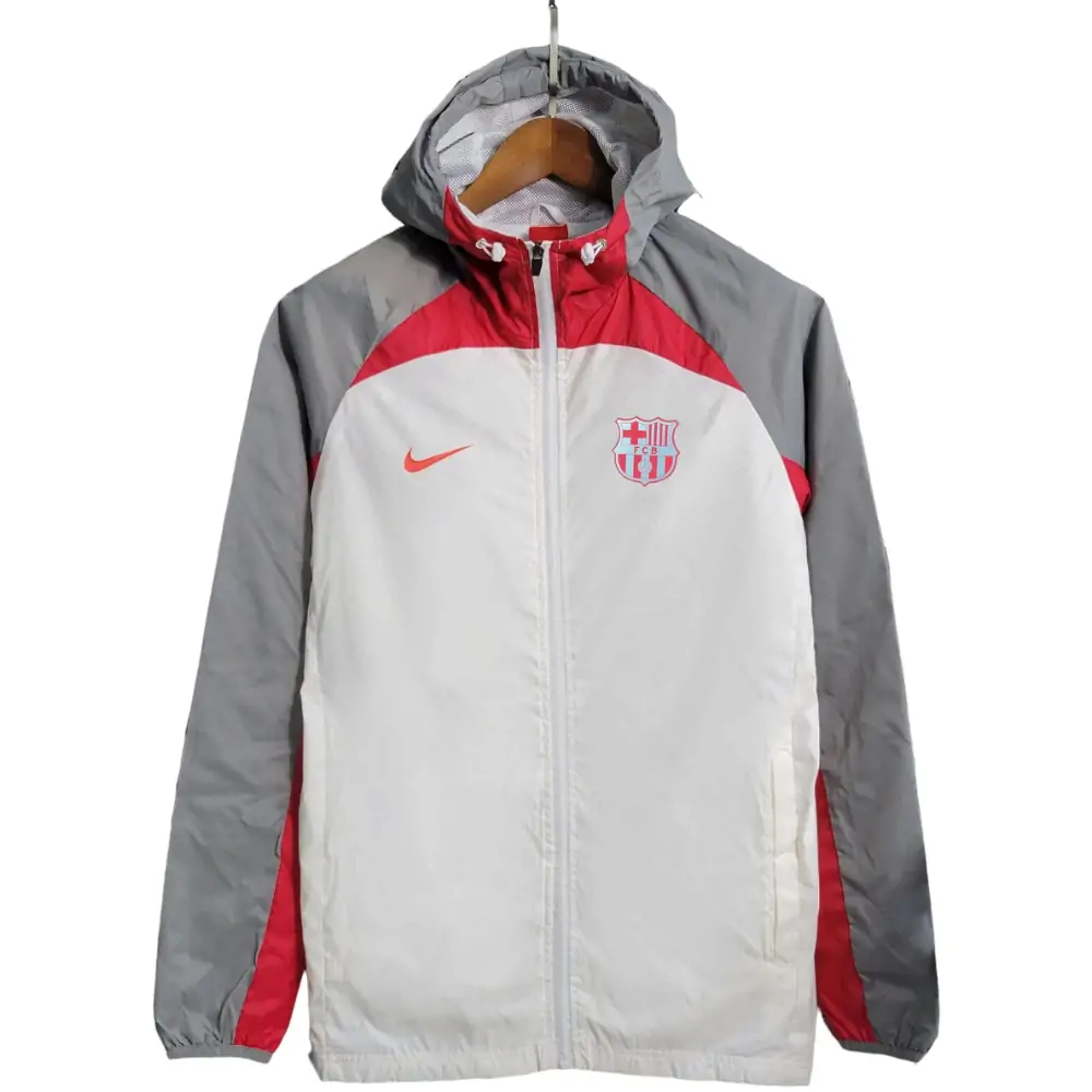 2023/2024 Barcelona white long-sleeved windbreaker