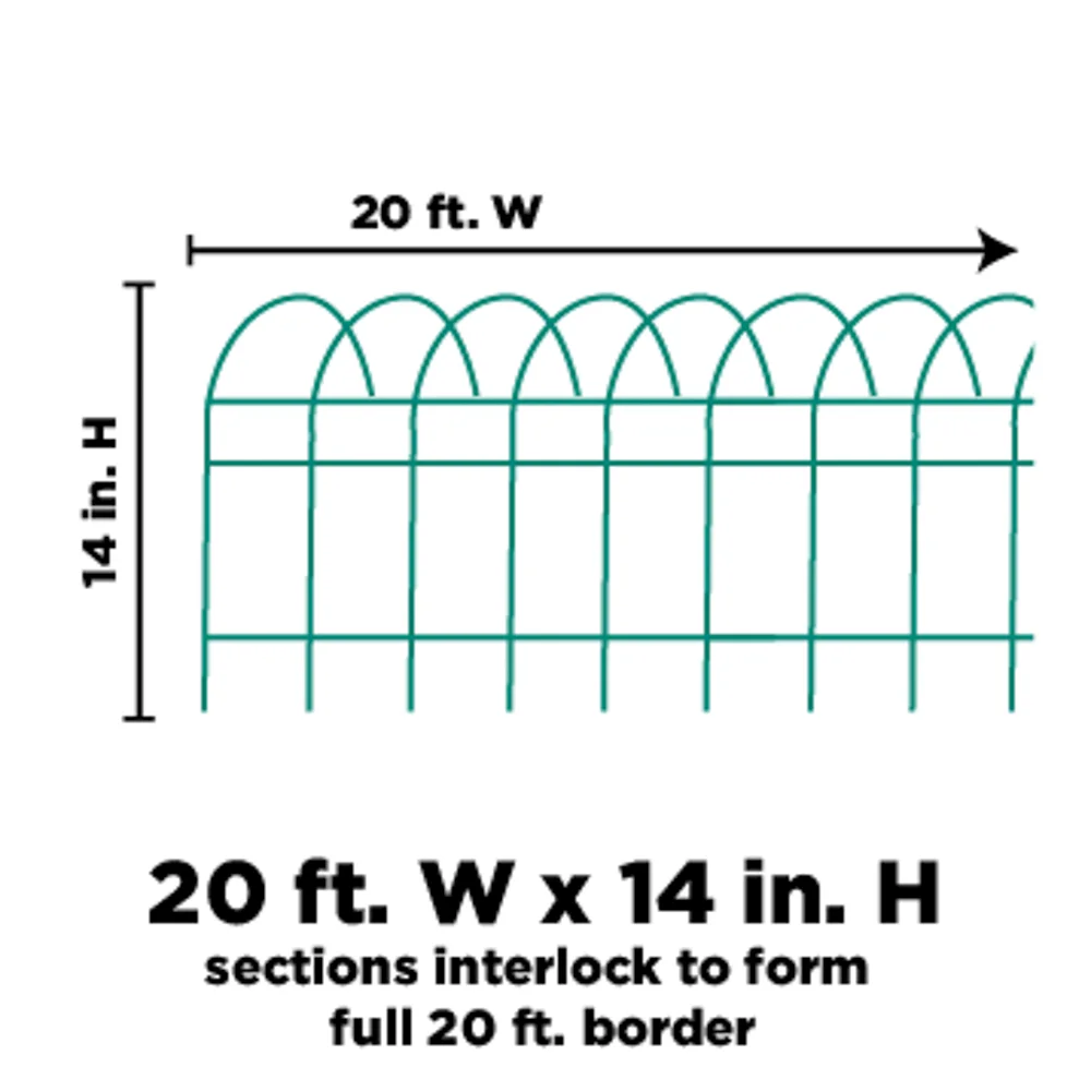 Panacea 89309-6 Set of 6 Green Wire Garden Edging Fence Roll, 14