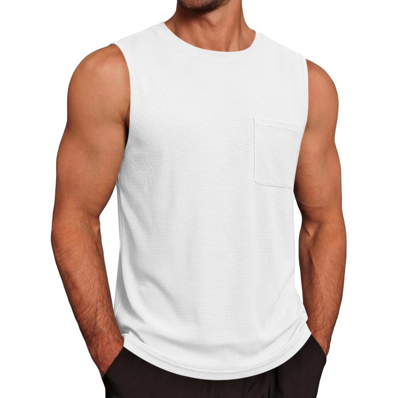 Men's Casual Tank Tops Waffle Knit Sleeveless