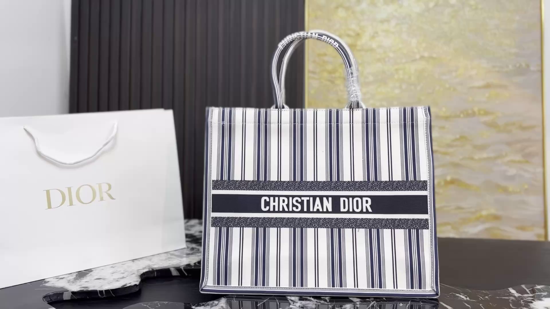 Dior Striped Tote Bag