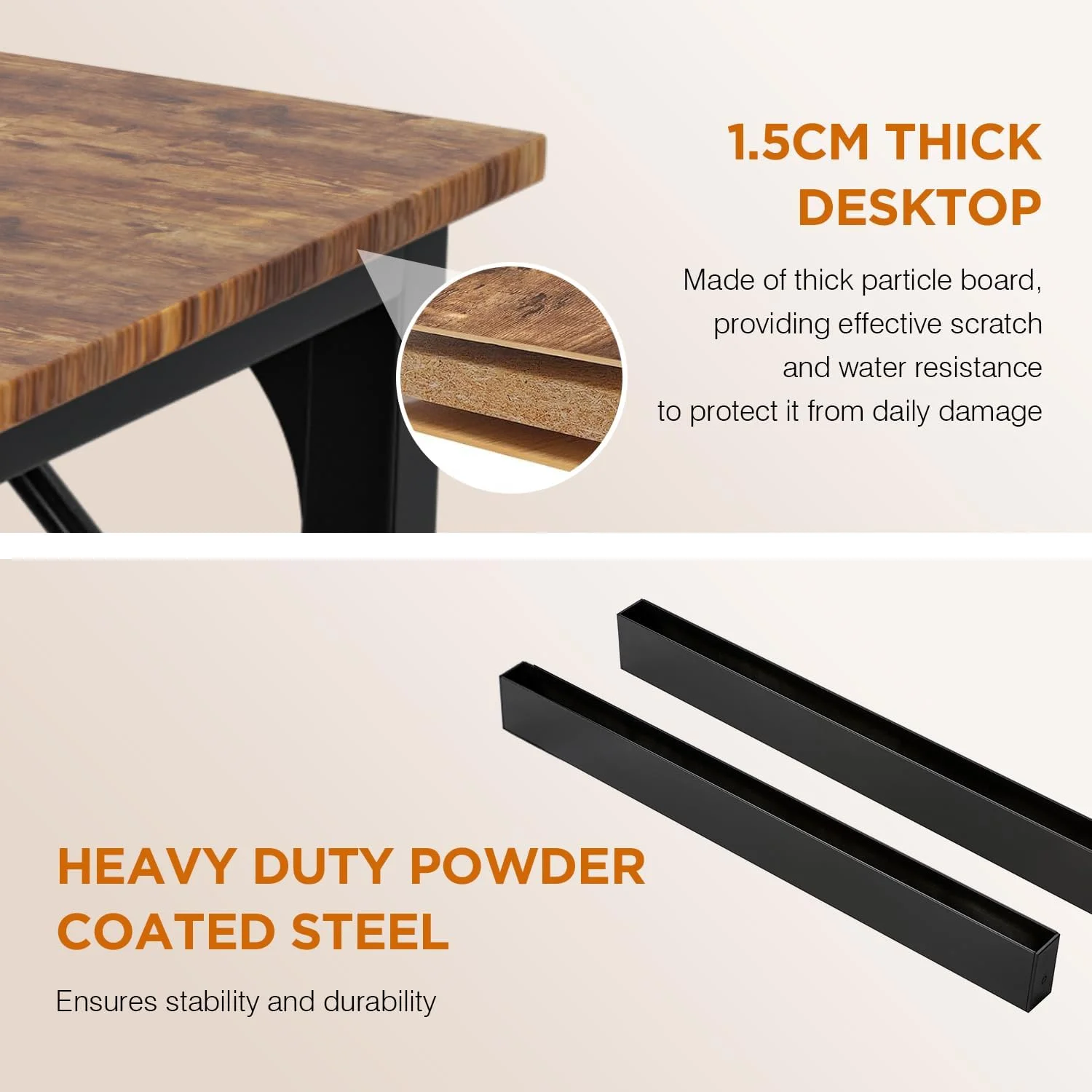 32/39/47 inch Computer Desk Study Writing Table, Adjustable feet, Modern Furniture for Home Office (1, Brown, 32 inch)