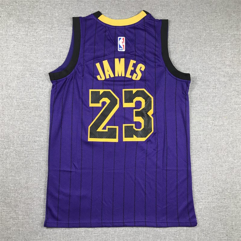 KID Lakers #23 Black Stripes Purple