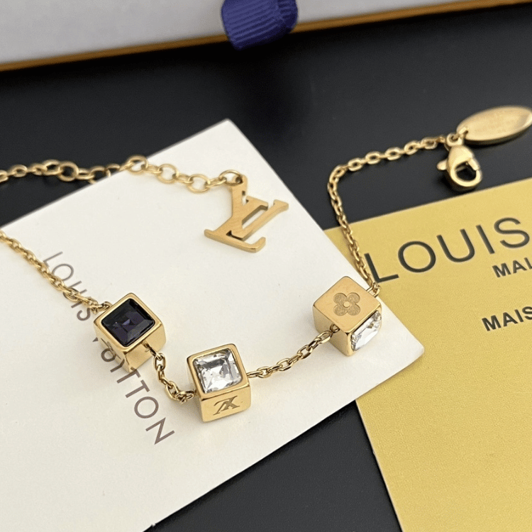 Louis Vuitton Monogram Cube Charm Bracelet Gold-Tone