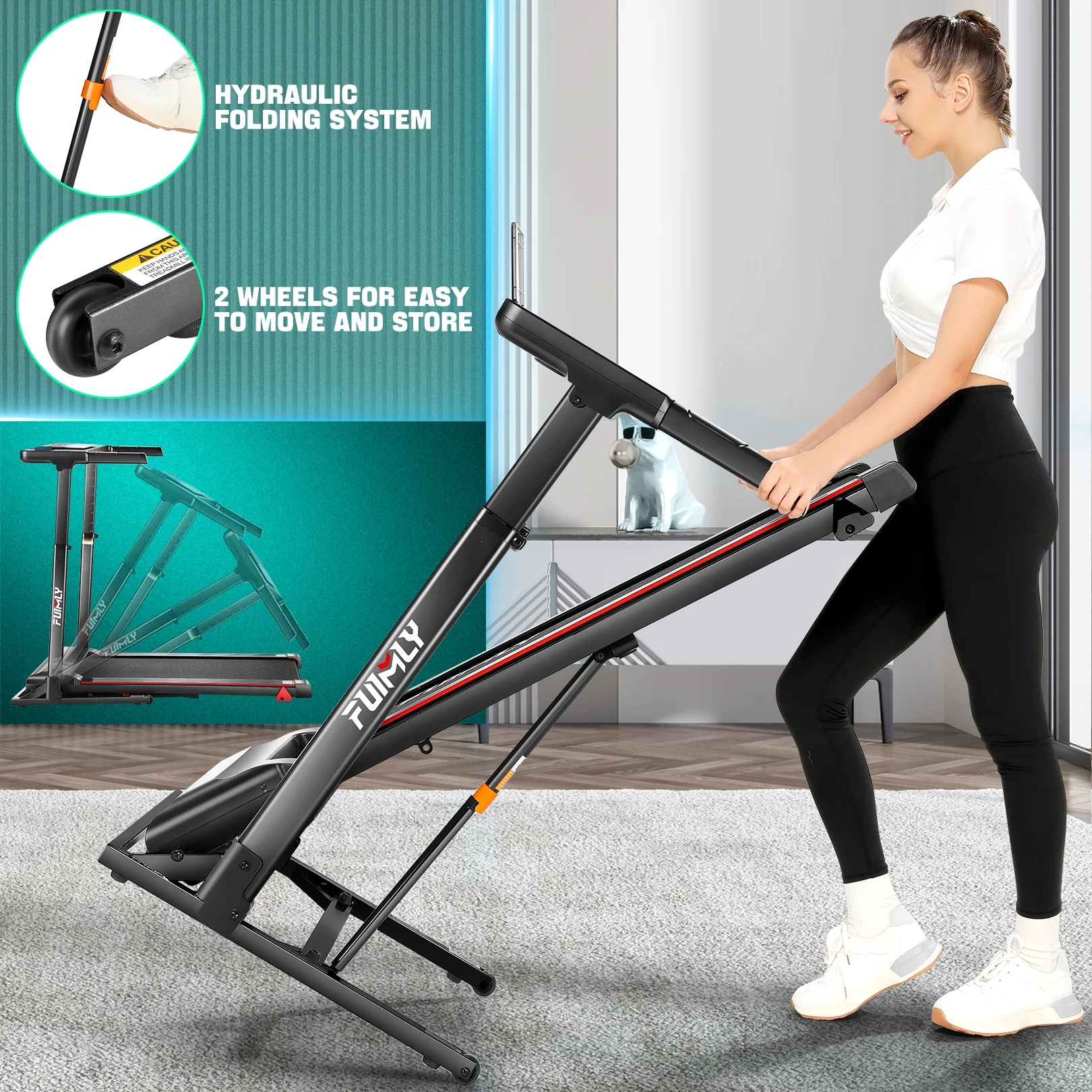 Ancheer Folding Treadmill with Incline, Treadmill with Adjustable Height Desk & Removable iPad Holder,Speed Range 0.6-7.5 mph,300 LBS Weight Capacity