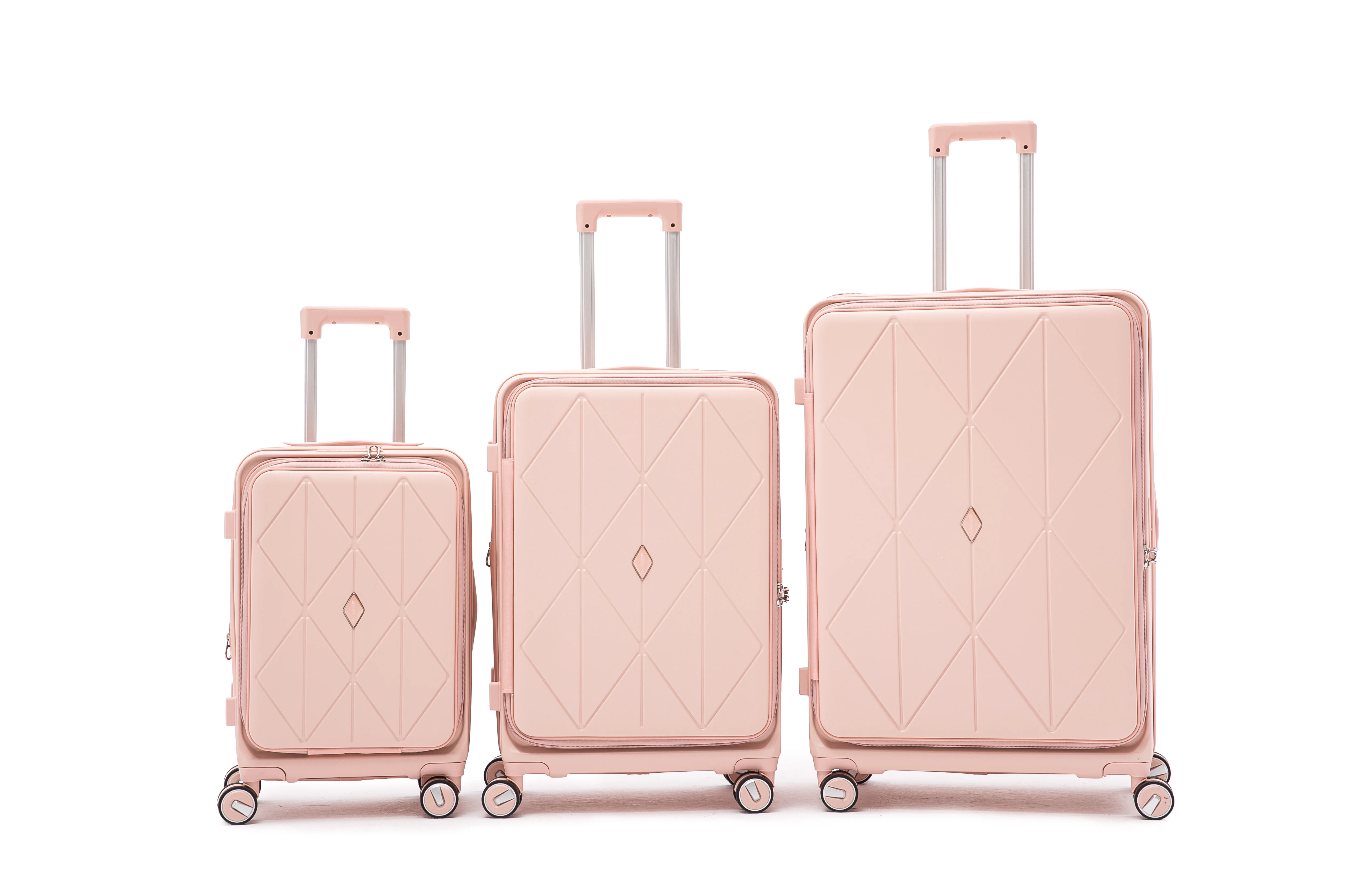 POWANLI 3 Piece Luggage Sets (20''24''28''), PC Hard Shell Expandable Lightweight Carry On Luggage, with Front Pocket and Spinner Wheels, TSA Lock, Airline Approved(Mint Green)