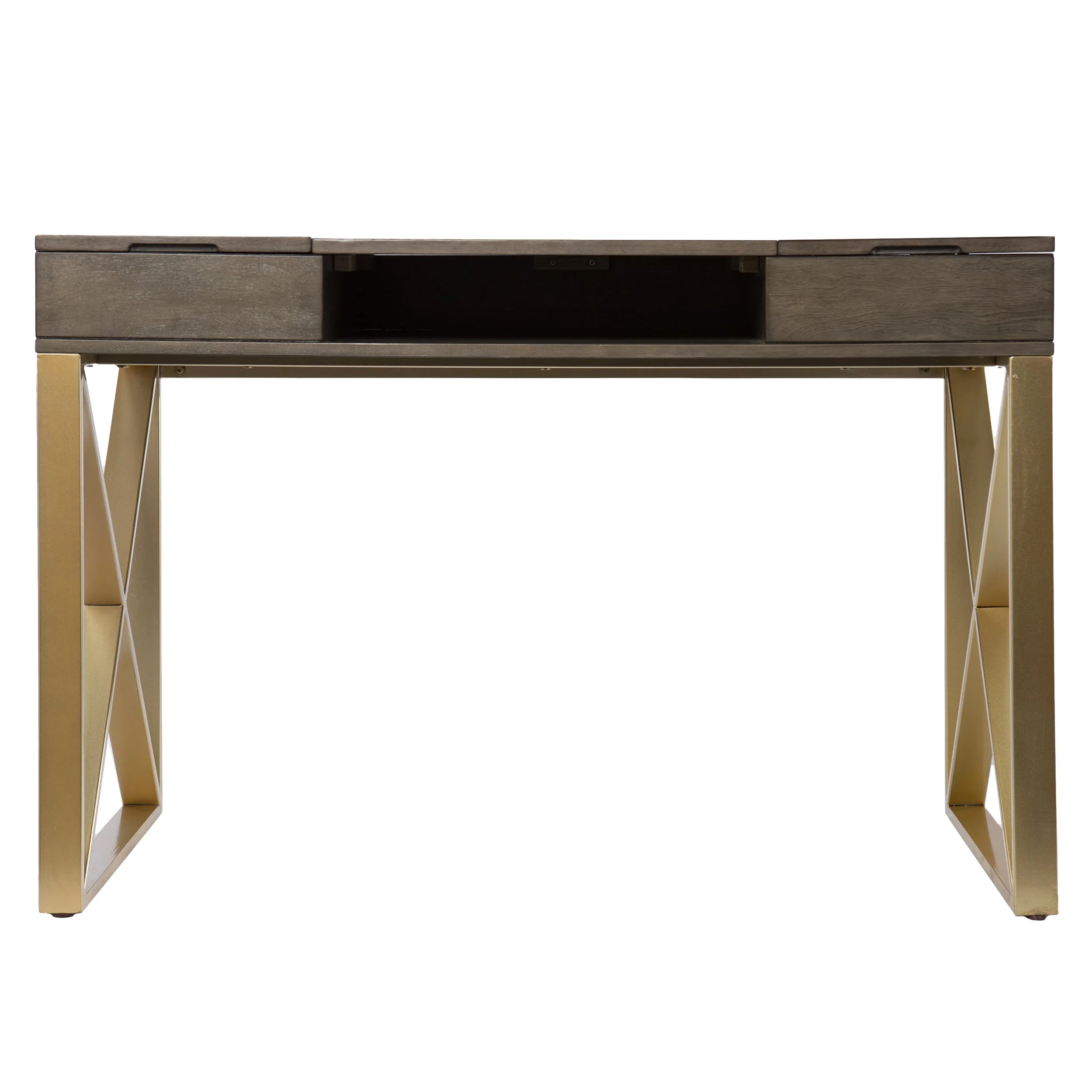 SEI Baridil Transitional Two-Tone Desk w/ Storage with Gray and Gold Finish