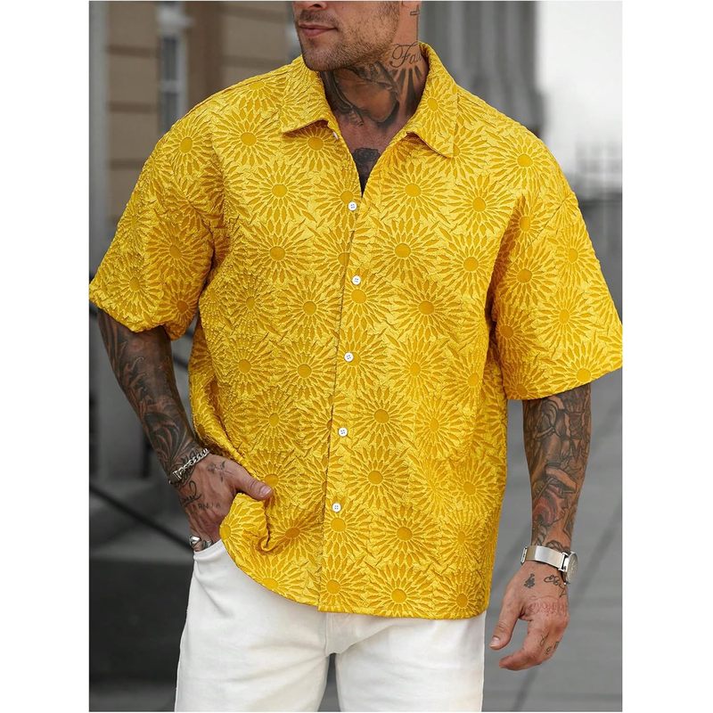 Men's Half Sleeve Button Down Floral Shirts