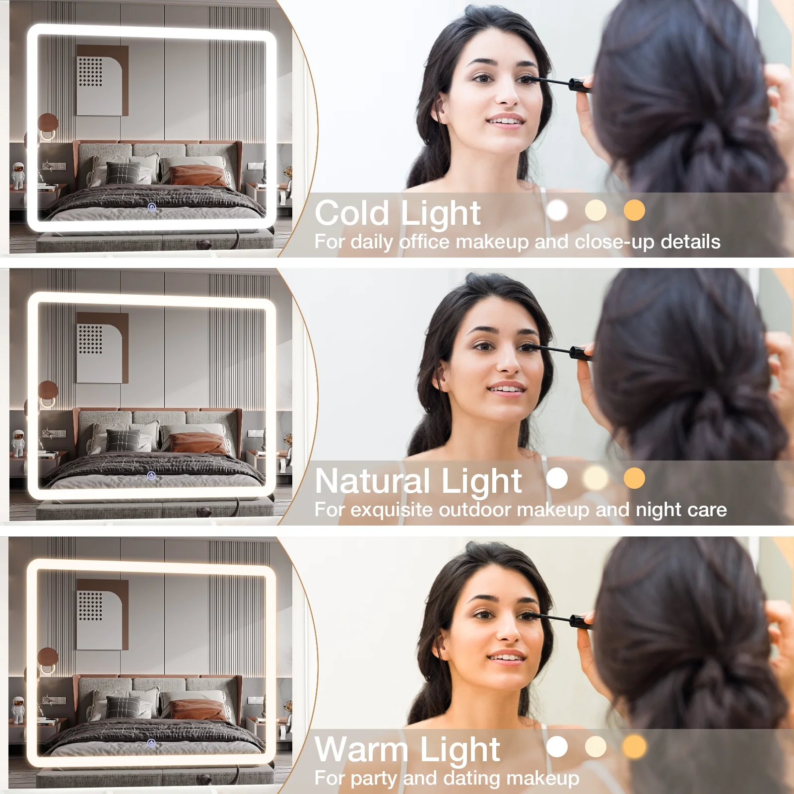 Hommpa Vanity, Makeup Vanity with LED Lighted Mirror Vanity Desk with Drawers Vanity Table with Charging Station for Girls Bedroom Storage Shelves, White