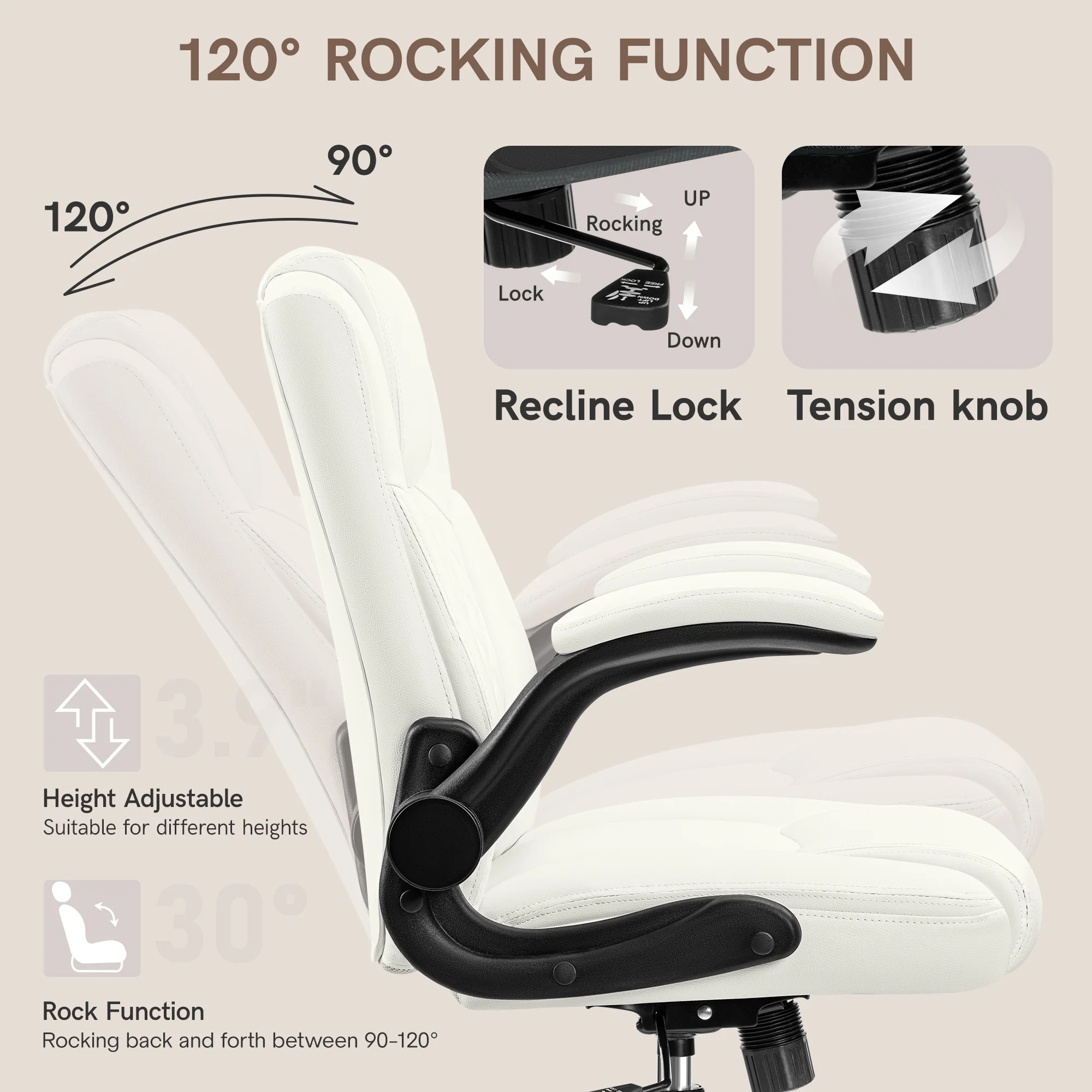 COOLHUT Leather Office Chair, Big and Tall Office Chair 400LBS Wide Seat Ergonomic Computer Desk Chair High Back Executive Leather Chair Adjustable Task Chair Lumbar Back with 8-Year Warranty, Black