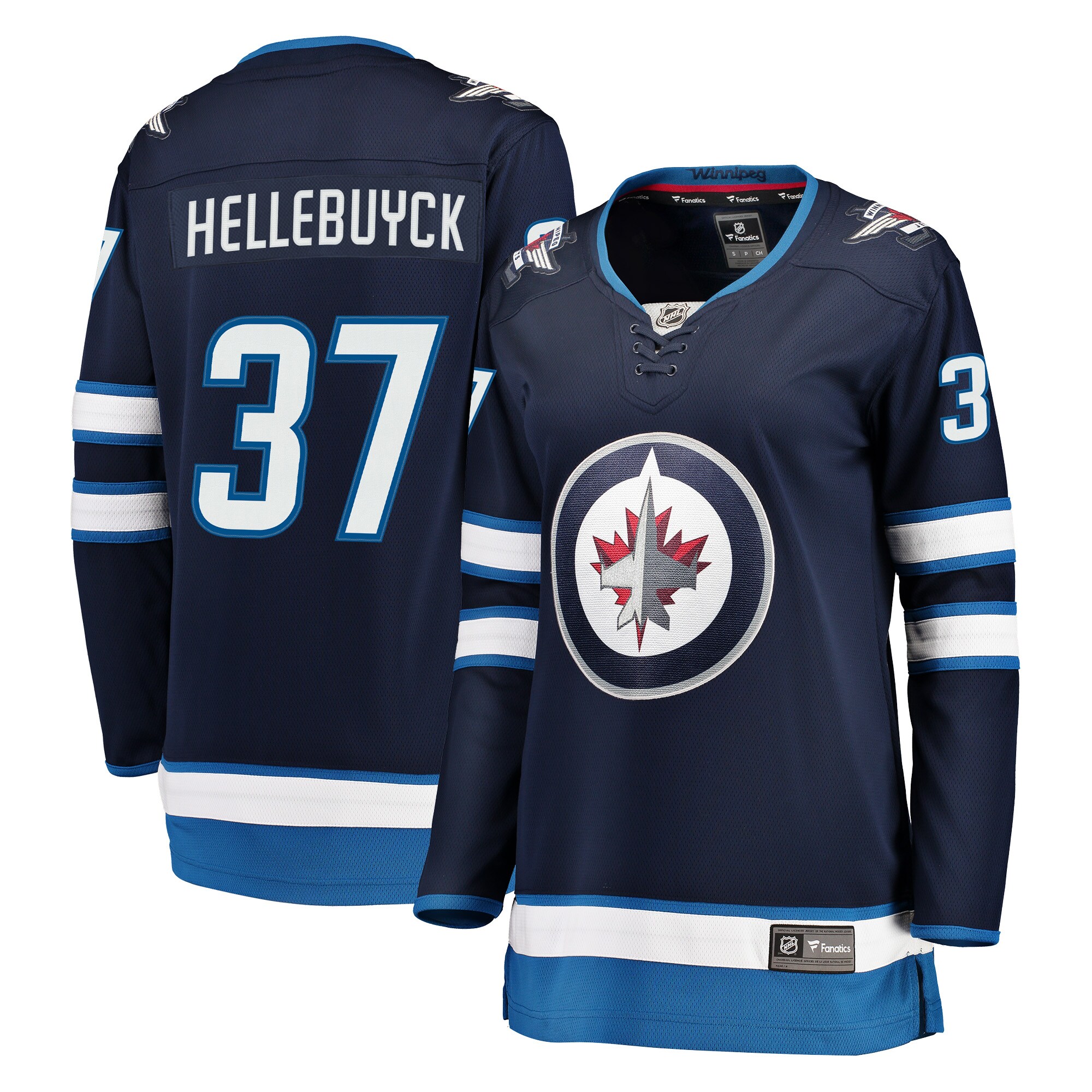Connor Hellebuyck Winnipeg Jets Fanatics Women’s Breakaway   Jersey – Navy