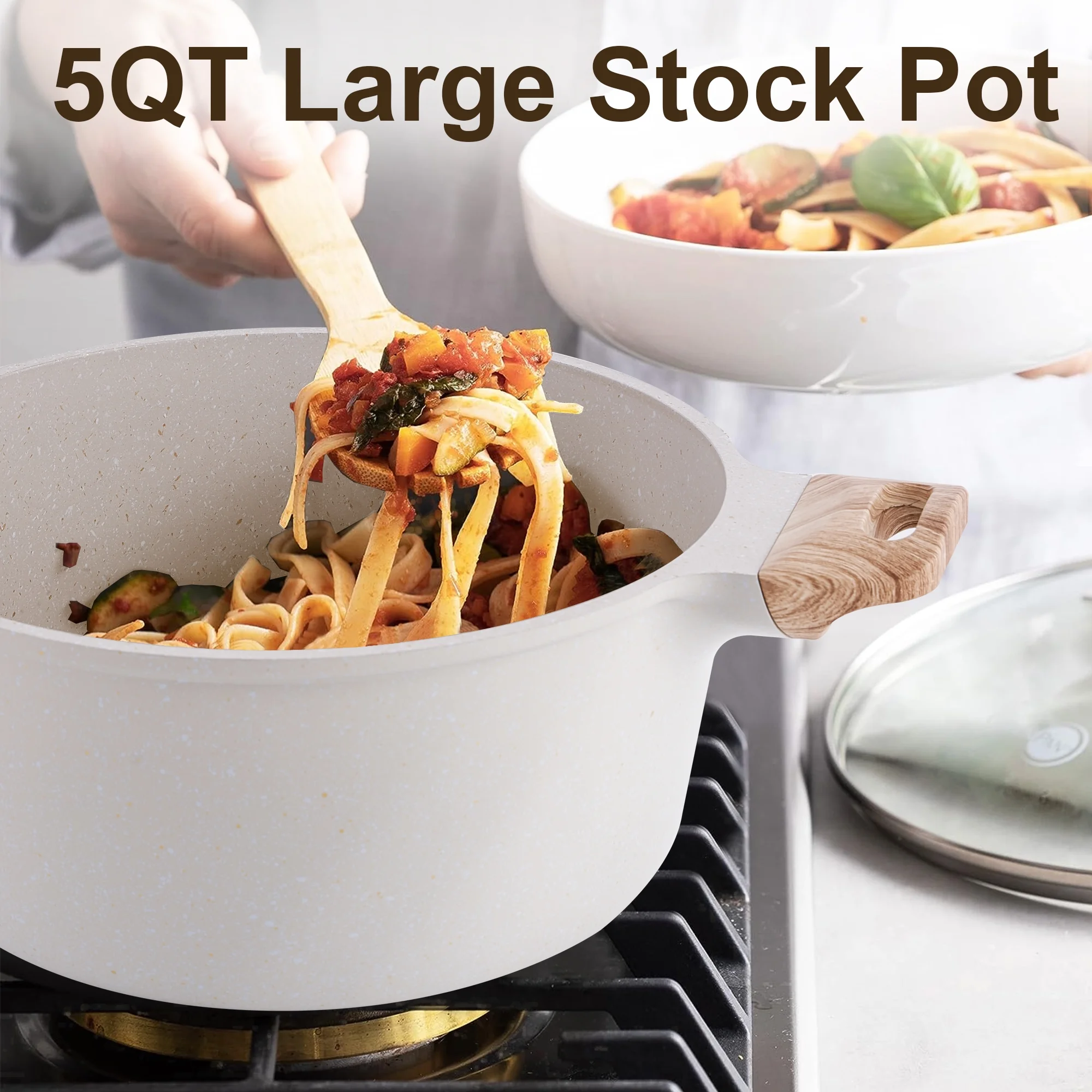 Caannasweis 10 Pieces Nonstick Cookware Sets Kitchen Induction Pots and Pans with Baking Pan Set