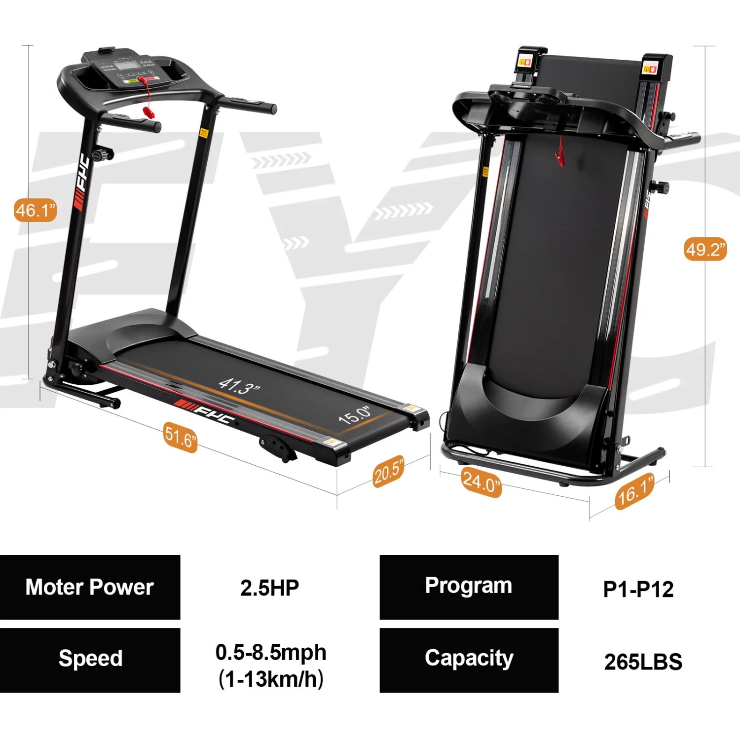 SWERTOY Treadmill 2.5HP Folding Treadmill for Home Walking Under Desk with Incline Fitness Running Electric Treamills Indoor Training Pulse Monitor Cup Holder Treadmills IN USA STOCK