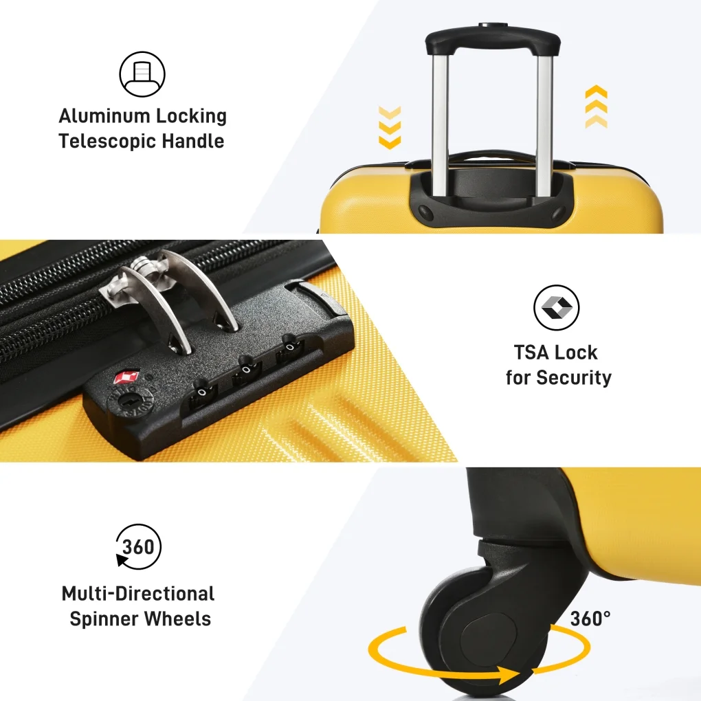 Luggage Sets 3 Piece, Hardside Expandable Ultra Durable PC Lightweight Carry On, Travel Suitcase Set with TSA Lock Spinner Wheels, Multicolor Purple