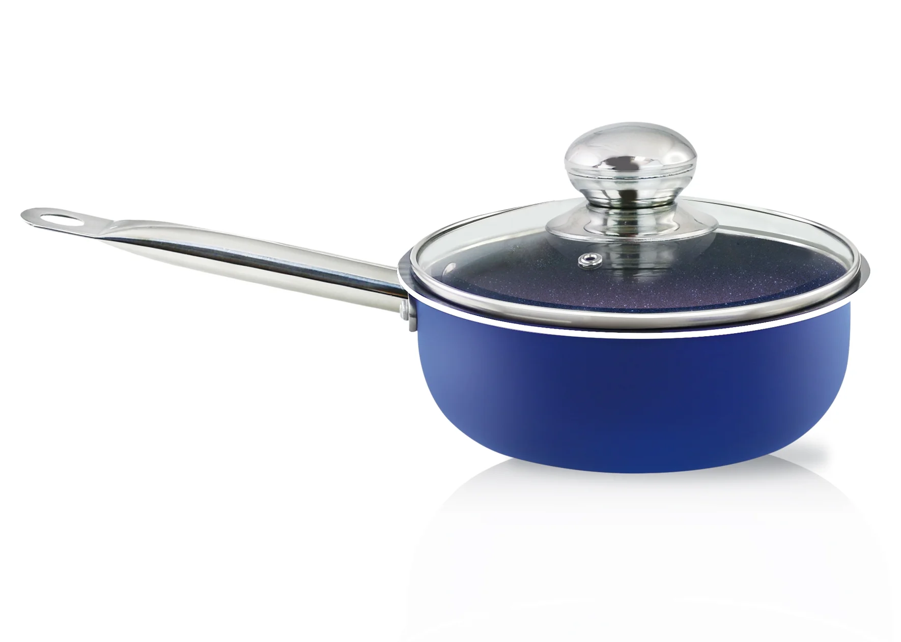 Simple & Co. 11-Piece Ceramic Cookware Set, Blue Sapphire Pans & Pots Induction Safe