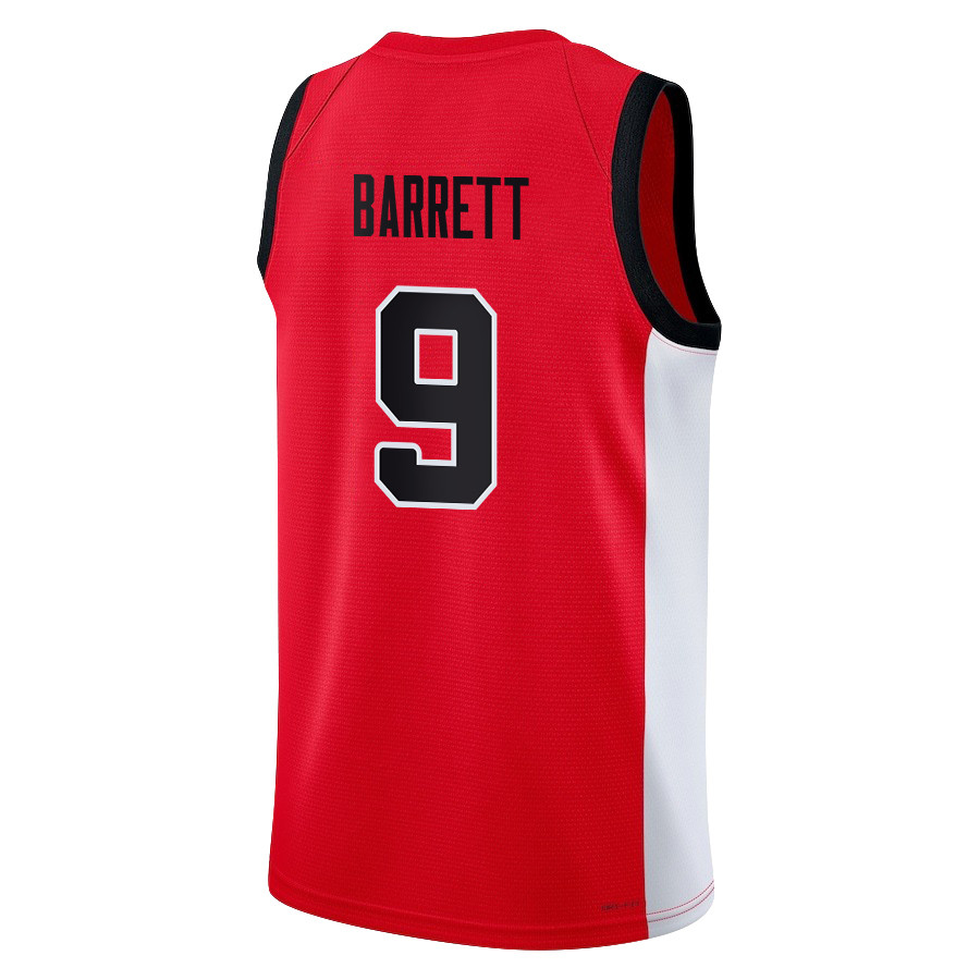 RJ Barrett 9 Canada Basketball Men’s National Team 2024 Swingman Fan Support Team Jersey – Red