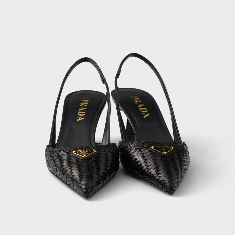 Prada Leather Slingback Pumps Black 55 mm