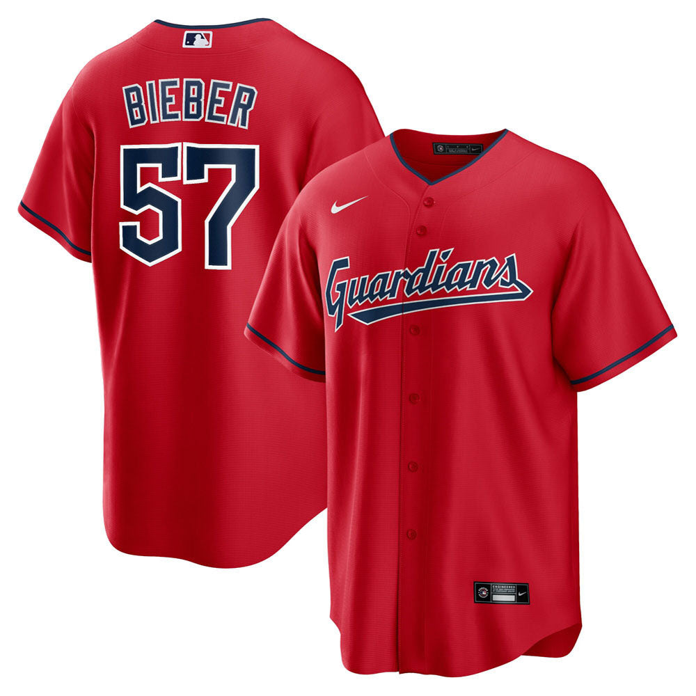 Men's Cleveland Guardians Shane Bieber Alternate Player Jersey - Red