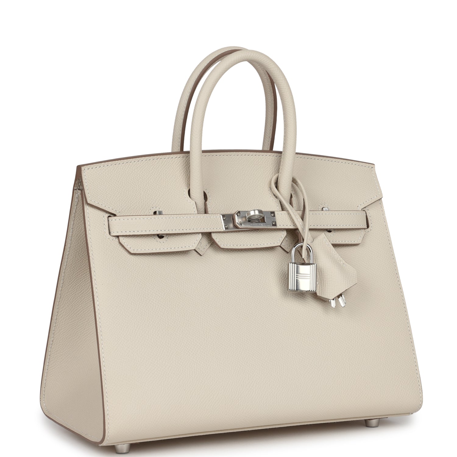 Birkin Sellier 25 Craie Epsom Palladium Hardware