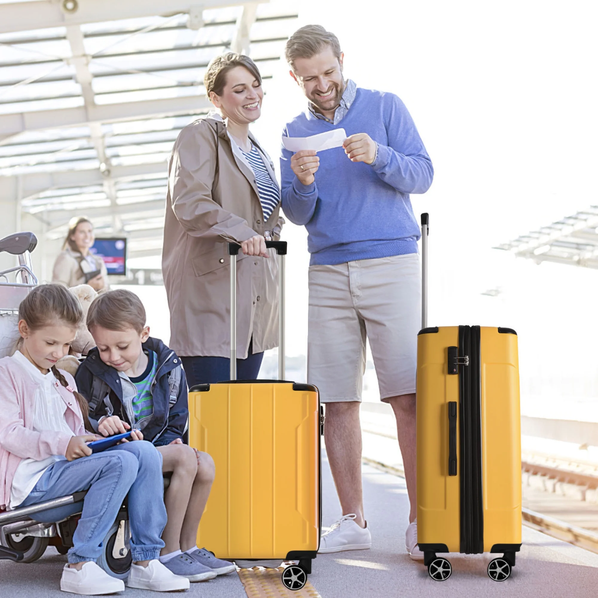 Luggage Sets 3 Piece, Expandable Hard shell ABS Suitcases with Double Spinner, Travel luggage Set