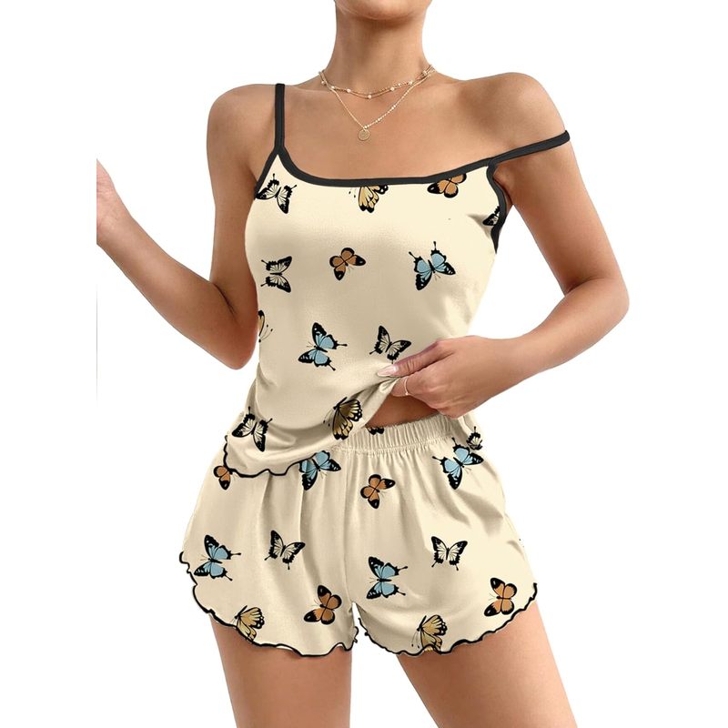 Women's Cami Pajama Set Cute Printed Camisole Shorts Sleepwear
