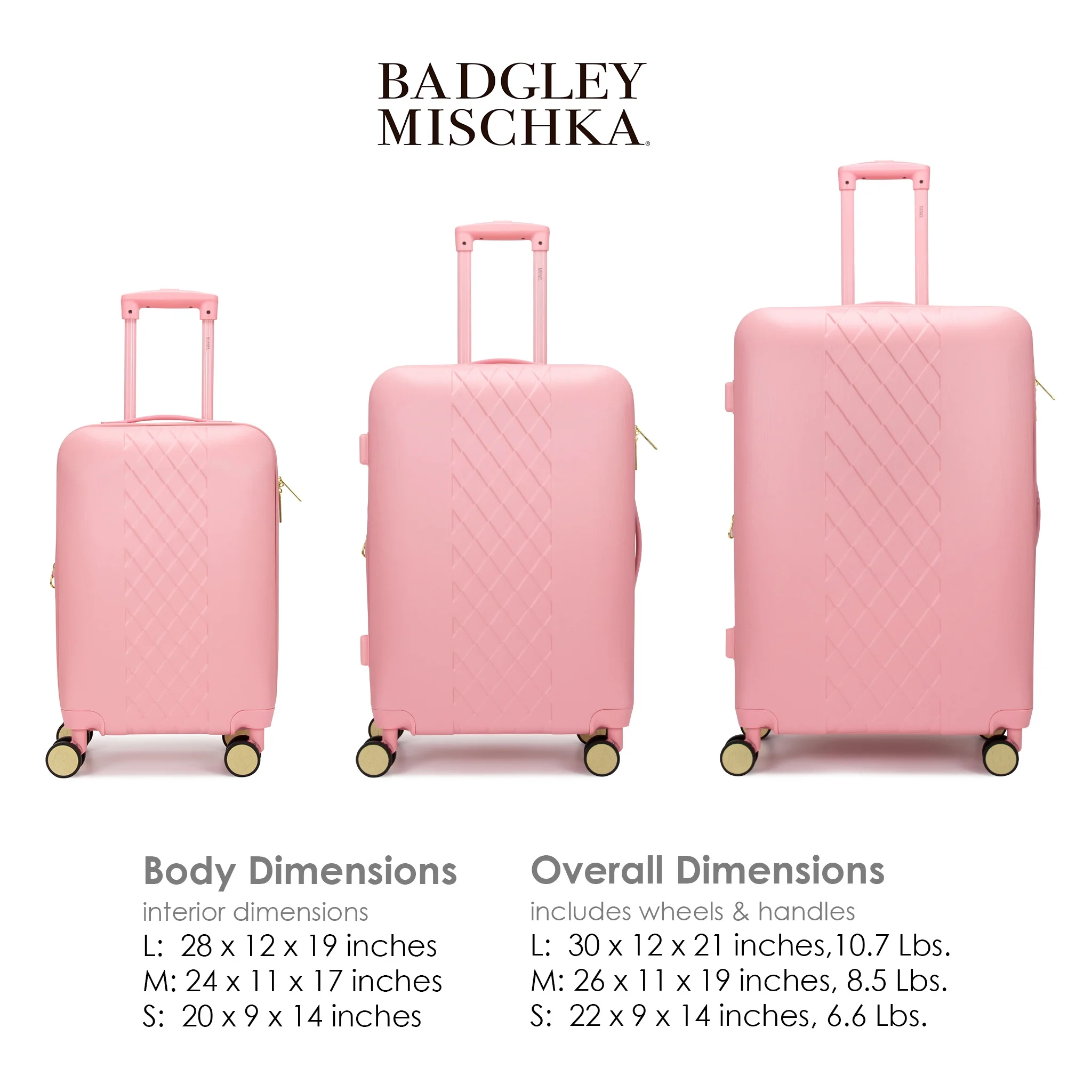 BADGLEY MISCHKA Diamond 3 Piece Expandable Luggage Set (Black)