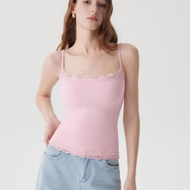 Women Lace Double Lined Camisole Top Spaghetti Strap Going Out Tank Top