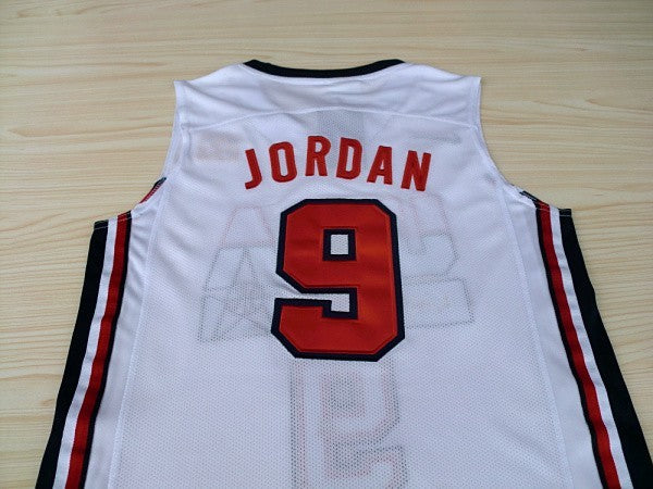 1:1 double layer solid embroidery player version Mengyi Replica #9 Jordan white suit