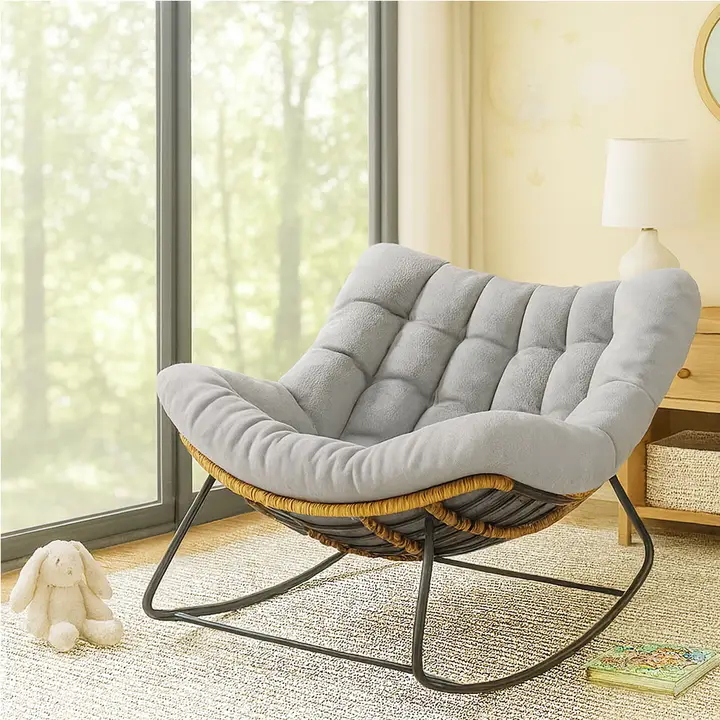 Indoor Outdoor Rocking Chair Rattan Chairs with Cushion