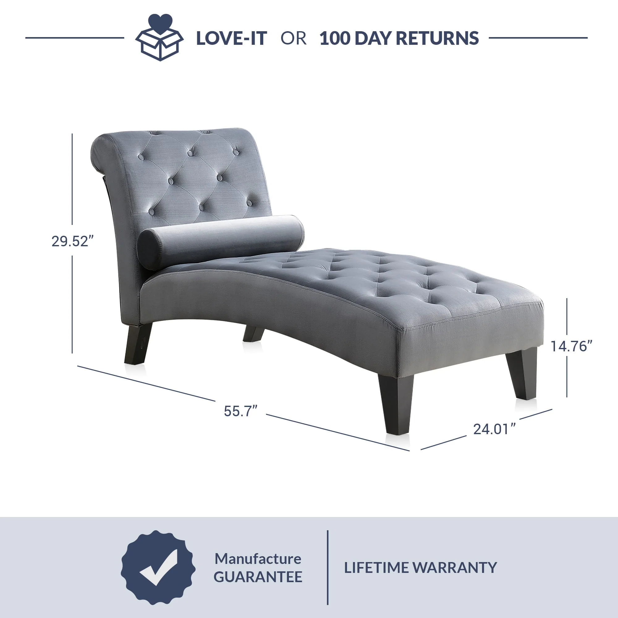 BELLEZE Modern Lounge Chaise Leisure Accent Chair - Aurora (Gray)