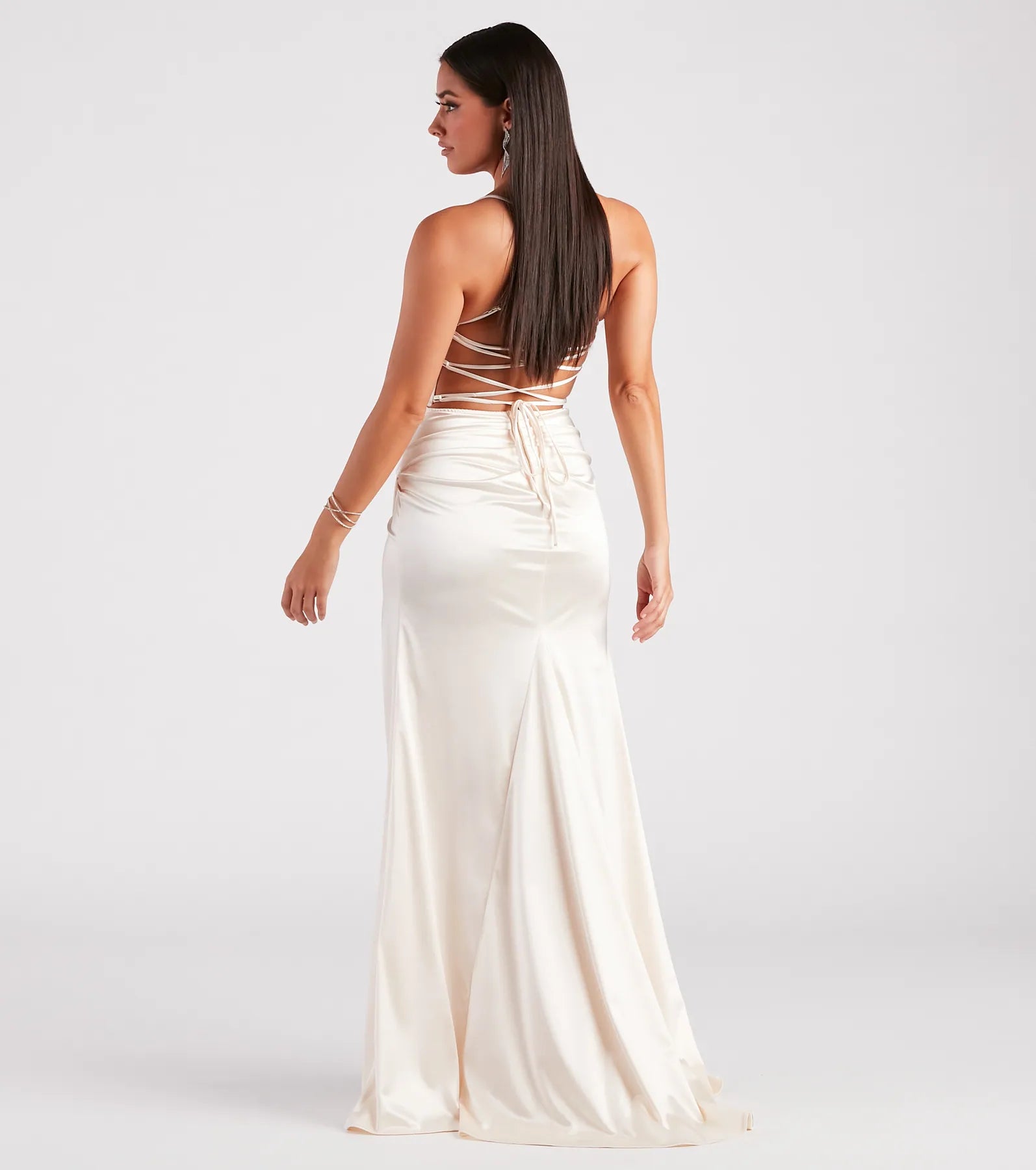 Sophisticated Satin Lace-Up Formal Dress