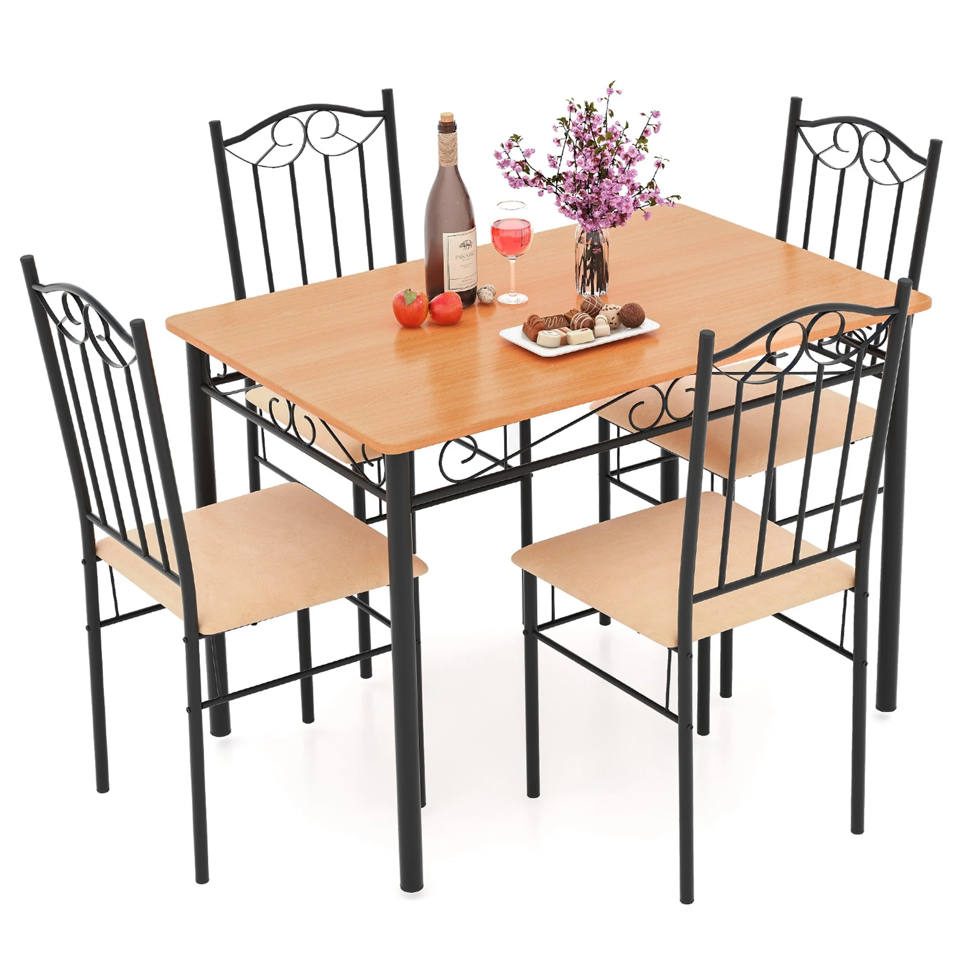 Costway 5 PCS Dining Set Wood Metal 30