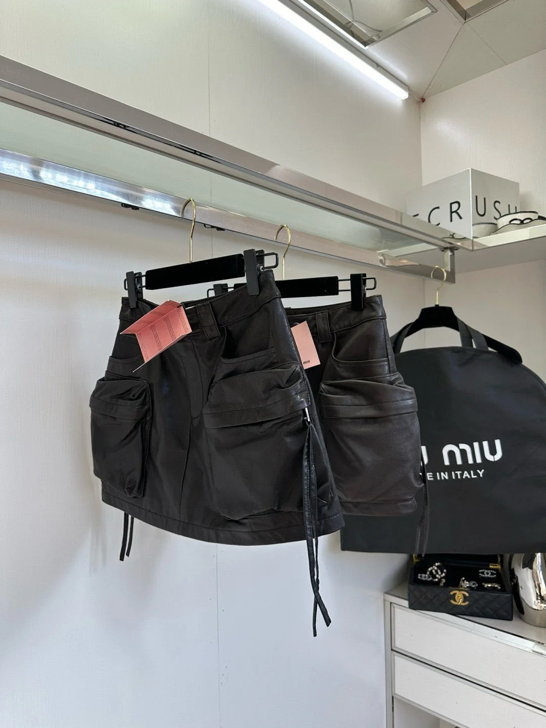 Rubbed sheepskin skirt