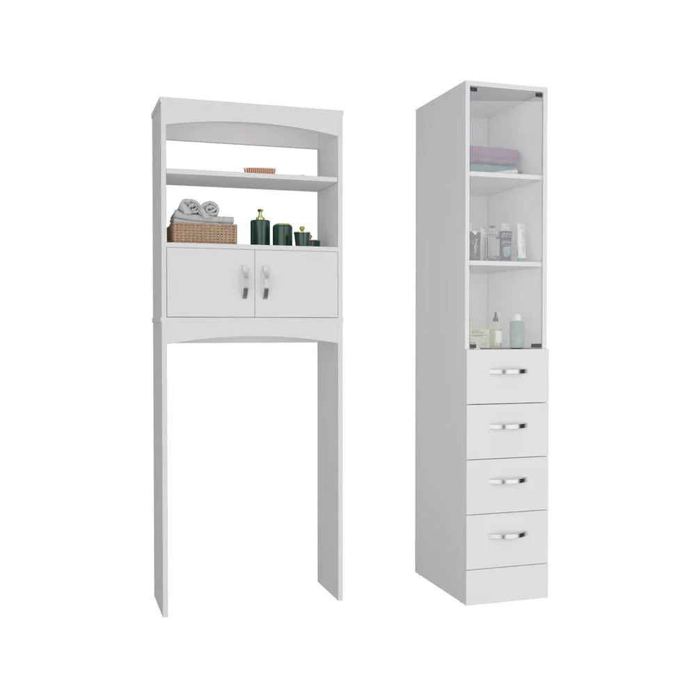 Depot E-Shop Sheridan 2 Piece Bathroom Set, Linen Cabinet + Over The Toilet Cabinet